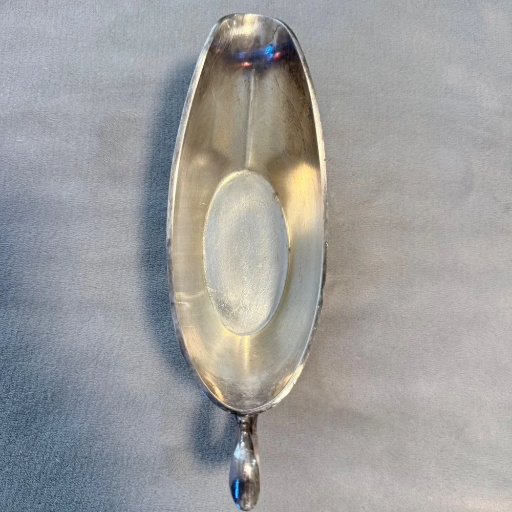 Vintage Oneida Community Par Plate Silverplate Gravy Boat Sauce Boat Reeded Rim